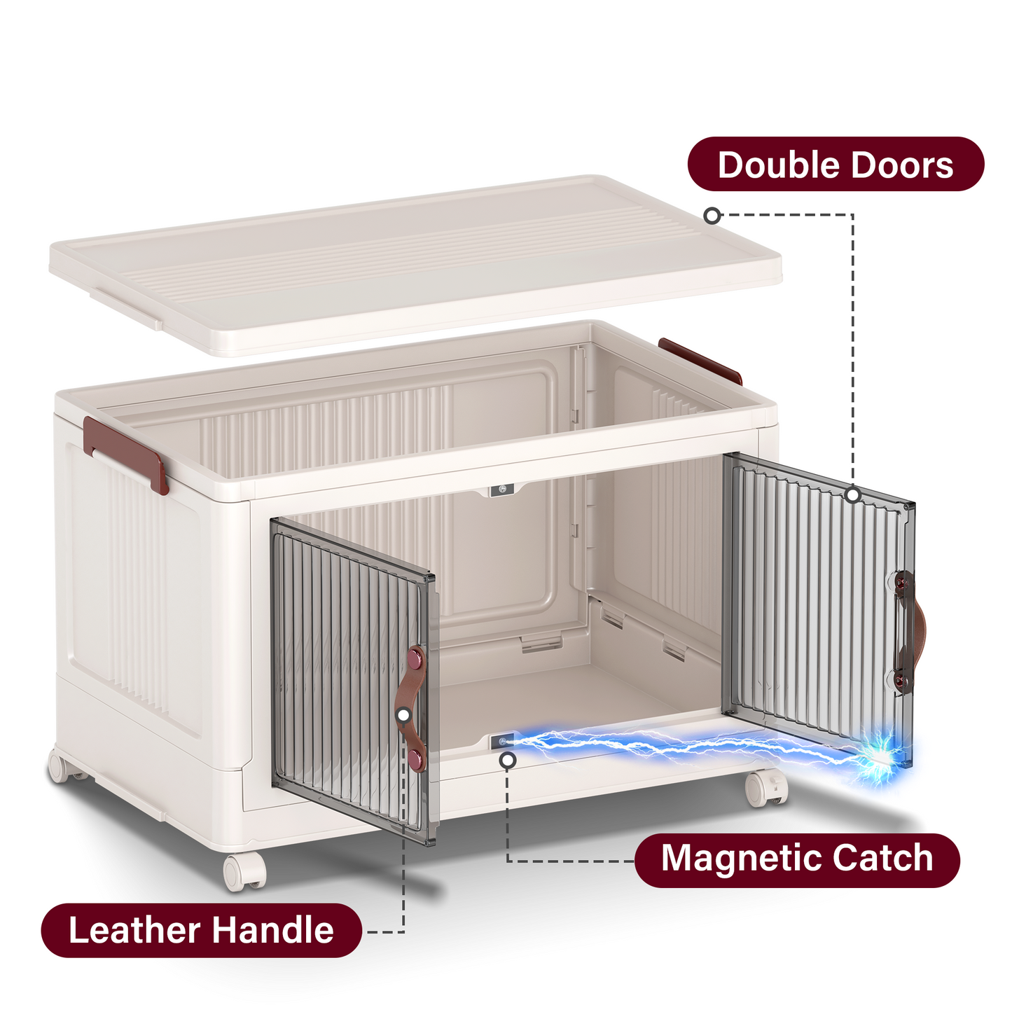 Mr IRONSTONE Collapsible Storage Bins with Lids and Wheels, Stackable and Portable Organizers for Toys and Closet Items 3 Packs