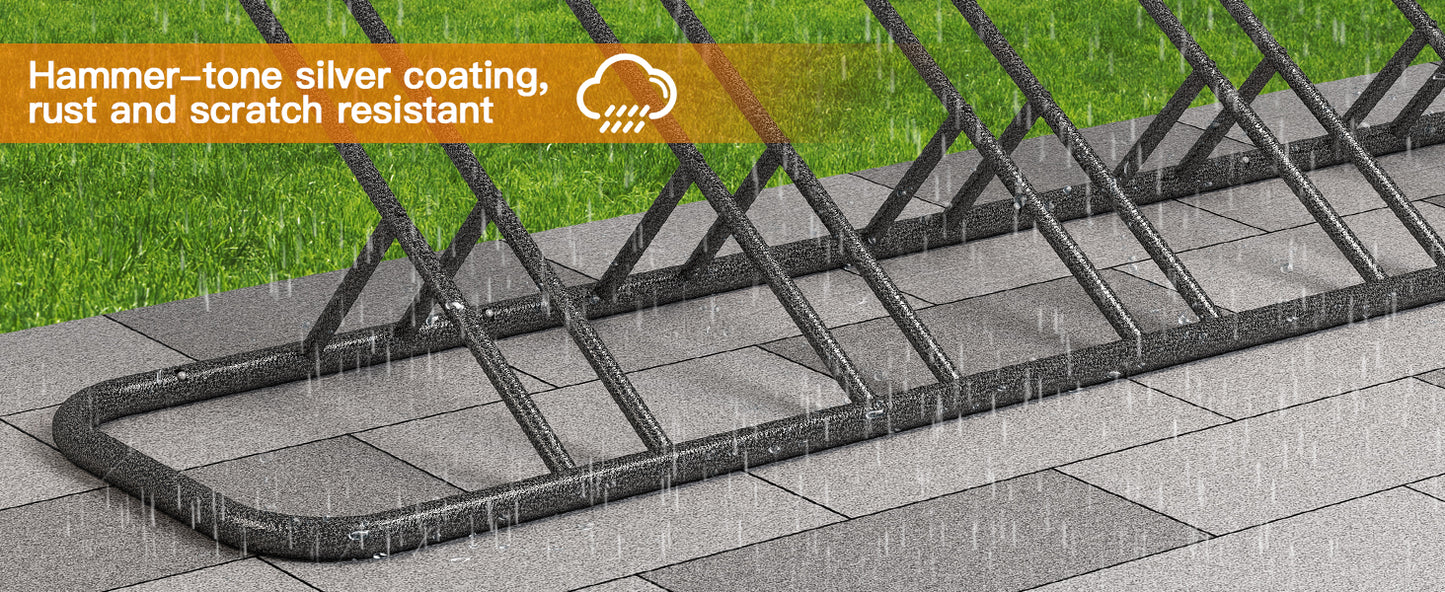Mr IRONSTONE 5 Bike Floor Parking Racks, Adult&Kids Bicycles Outdoor and Indoor Garage Storage Racks Hammer Finish