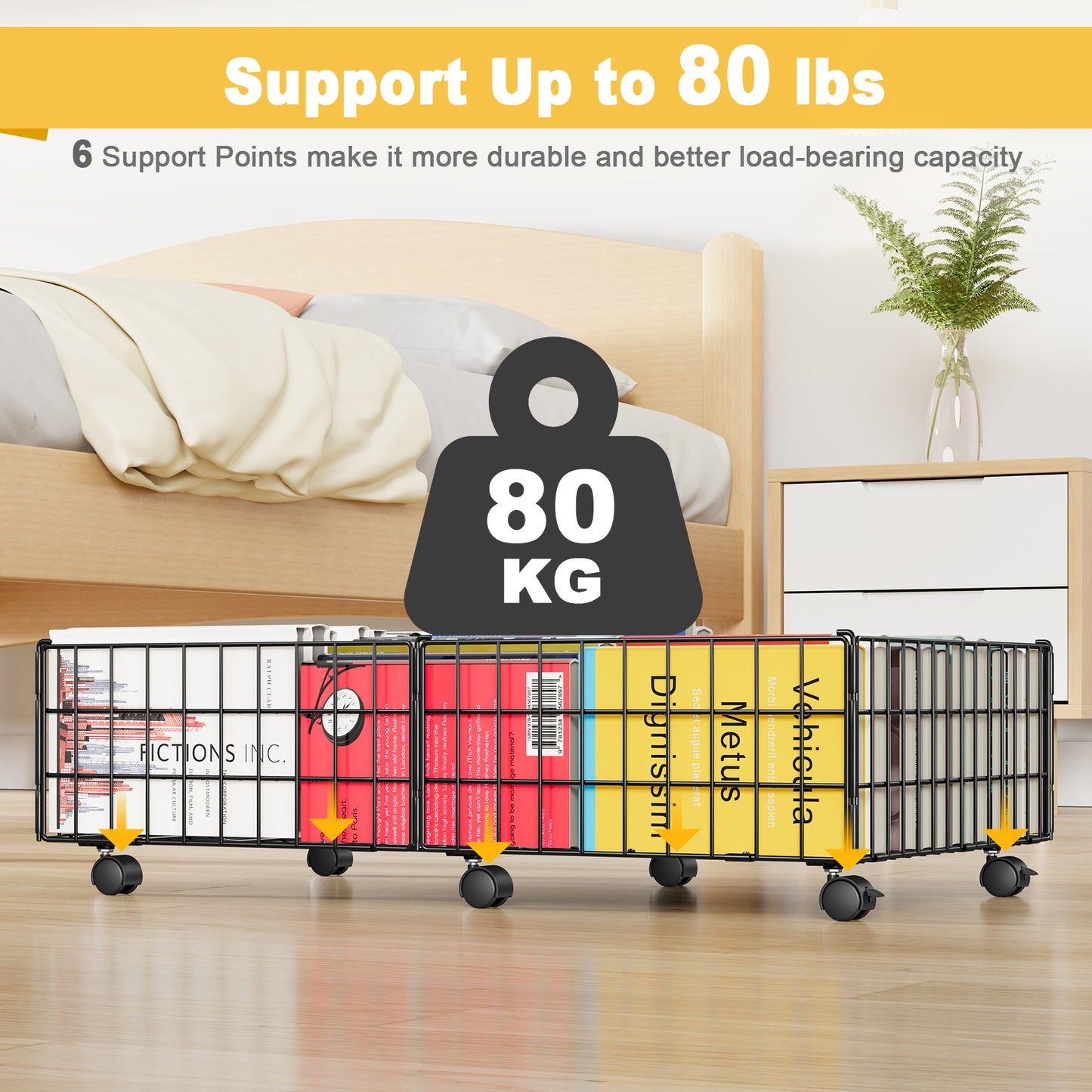 Mr IRONSTONE Under Bed Storage Containers with Wheels - Black 2Pcs Metal Organizer Drawer for Under the Bed Storage