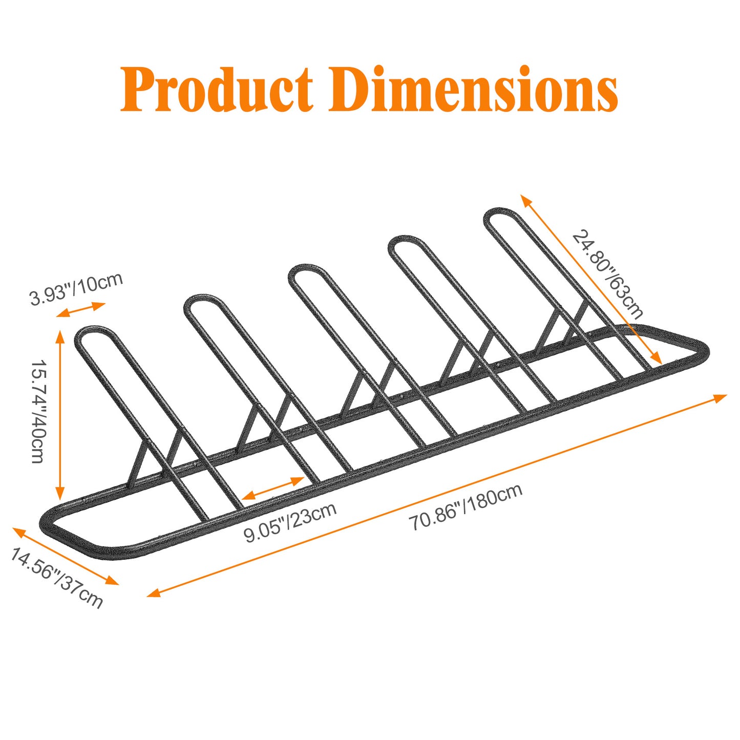 Mr IRONSTONE 5 Bike Floor Parking Racks, Adult&Kids Bicycles Outdoor and Indoor Garage Storage Racks Hammer Finish