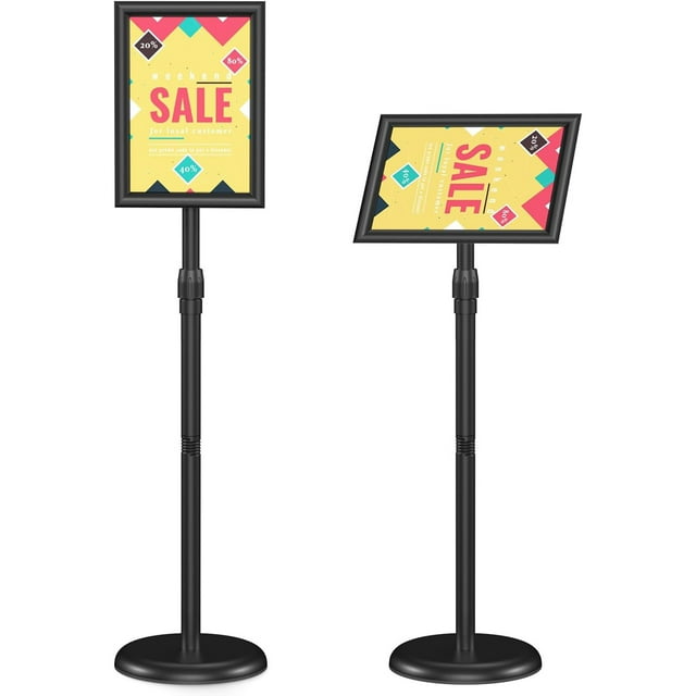 JOZ Adjustable Floor Standing Sign Holder ¨C 8.5x11 inch Snap-Open Frame Display for Malls, Schools, and Restaurants