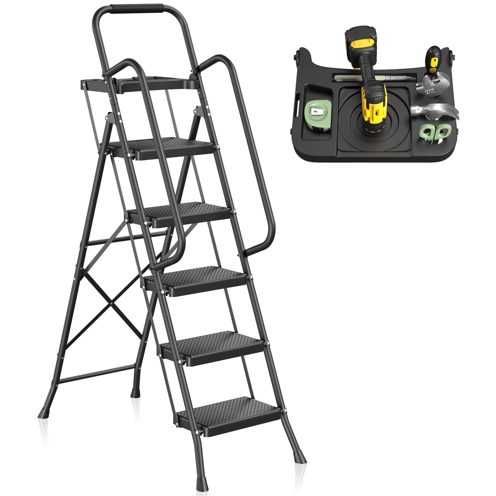 SKYSHALO Step Ladder 2-Step 330 lbs. Capacity, Ergonomic Folding Steel Step Stool with Wide Anti-Slip Pedal, Kitchen, Office, RVs JYTDGKZDLB00QE3JSV0-0702 - The Home Depot SKYSHALO Step Ladder 2-Step 330 lbs. Capacity, Ergonomic Folding Steel Step Stool with Wide Anti-Slip Pedal, Kitchen, Office, RVs JYTDGKZDLB00QE3JSV0-0702 - The Home Depot