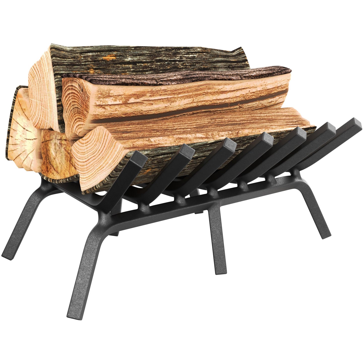Mr IRONSTONE Fireplace Grate 24 inch Solid Steel Heavy Duty Firewood Log Burning Rack Fire Grates for Outdoor Kindling Tools Pit Indoor Fireplace Log Holder Wrought Iron Wood Stove