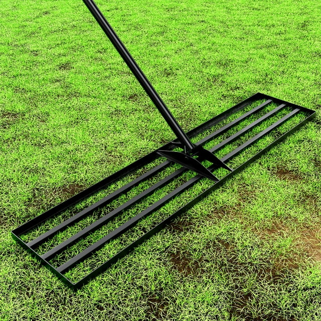 Mr IRONSTONE Lawn Leveling Rake 45 x 10in Stainless Steel Lawn Leveler Tool with 77 inch Handle Sand Gravel Leveler Rake for Yard Garden Ground and Golf Lawn