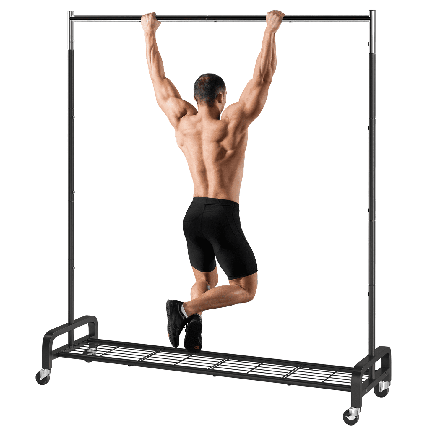 400 lbs Heavy Duty Garment Rack, Rolling Clothes Rack with Wheels, Home Portable Closet Clothing Rack, Black