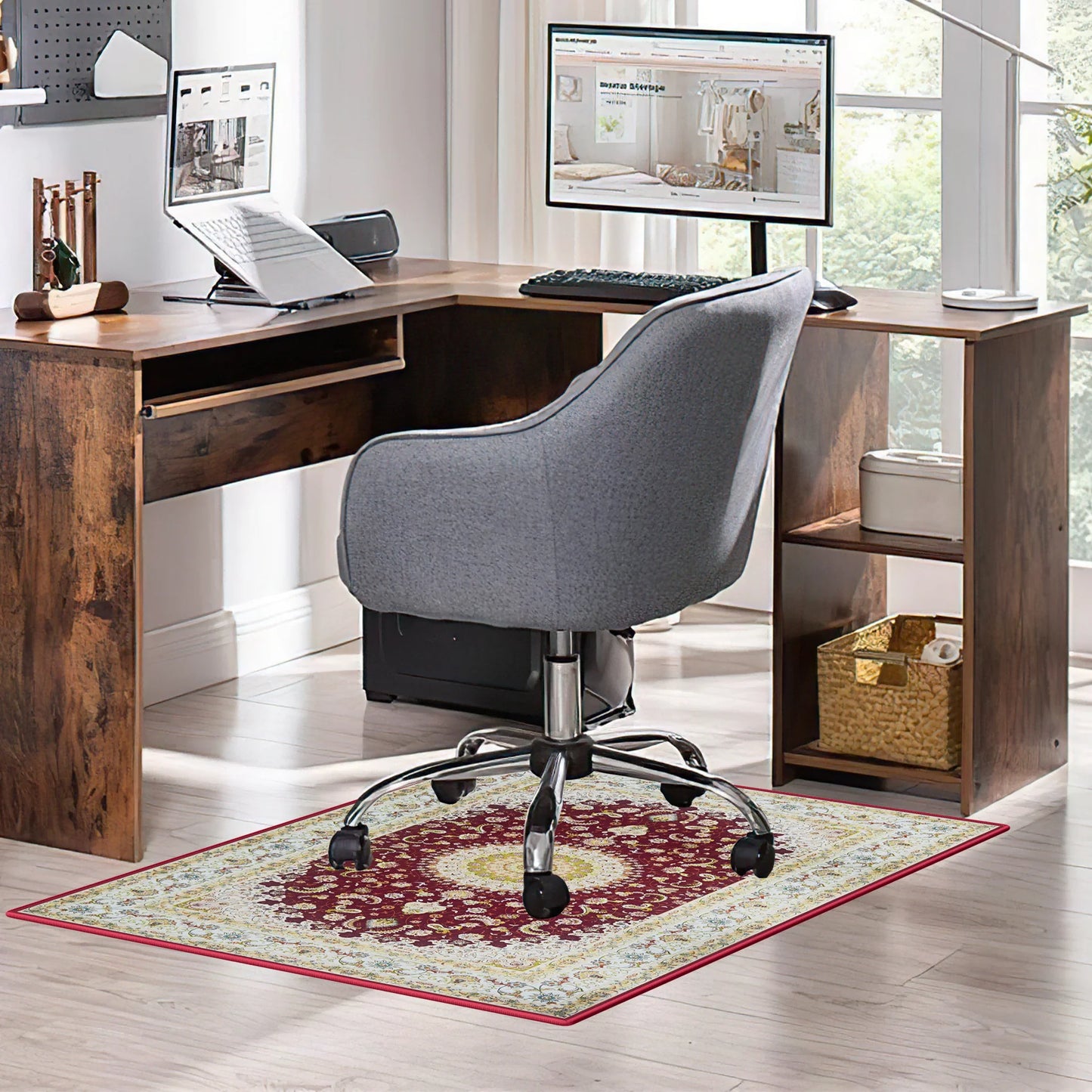 JOZ Non-Slip Washable Indoor Computer Desk Chair Mat for Rolling Chair Protect Hardwood Floor