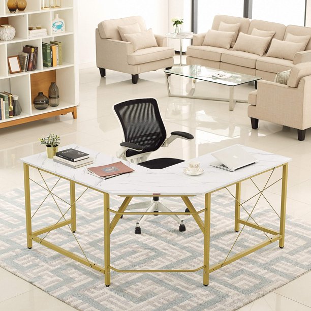 Mr IRONSTONE L Shaped Desk Computer Desk 59"*59", Large Corner Desk, Office Desk Easy Assembly, Gaming Desk Writing Desk for Small Spaces