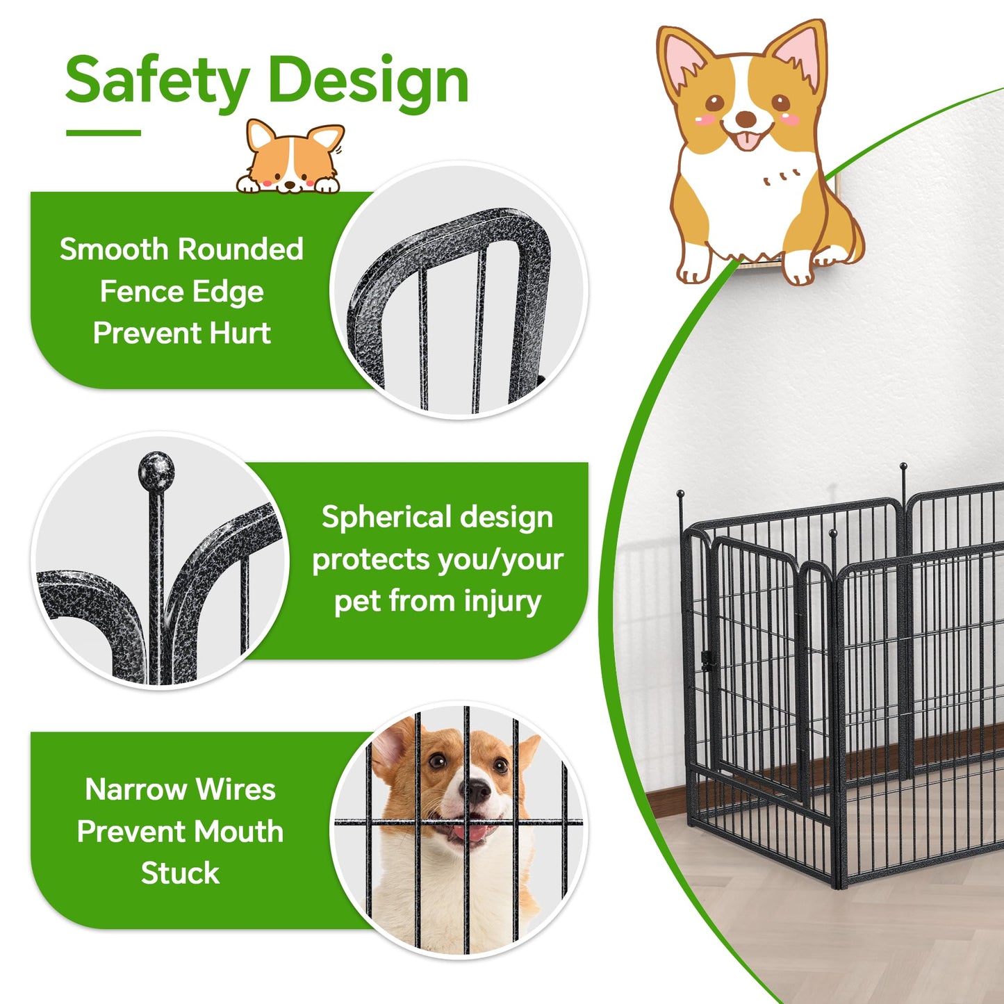Mr IRONSTONE Dog Playpen with Anti-Rust Coating – 32" Height 16 Panels Portable & Foldable Indoor/Outdoor Pet Fence for Large, Medium, or Small Dogs – Durable Exercise Pen