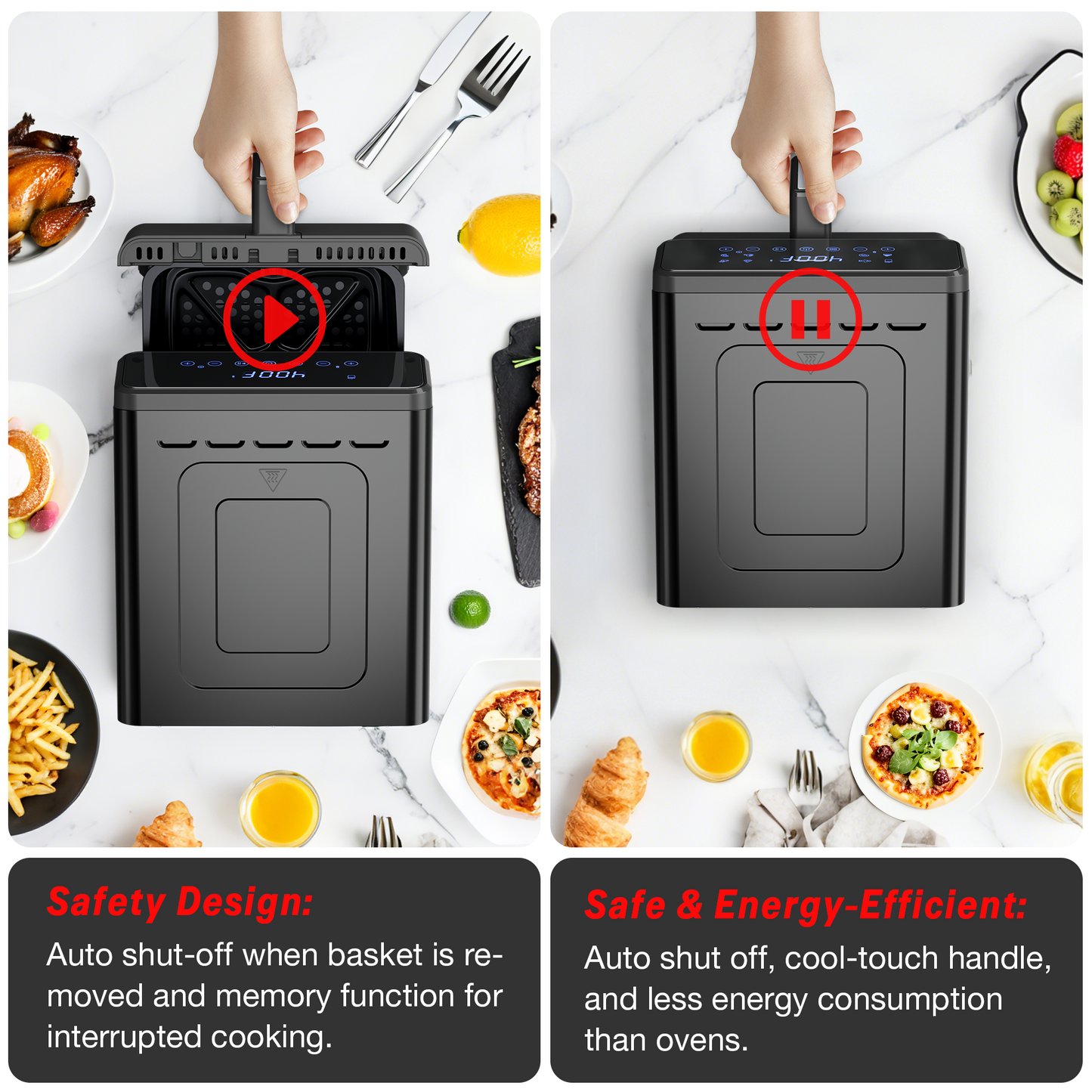 Dailygol Air Fryer 6 Quart Capacity Air Fryer 12-in-1 Air Fry, Roast, Reheat, Dehydrate, Bake, Steam with 400F, Black