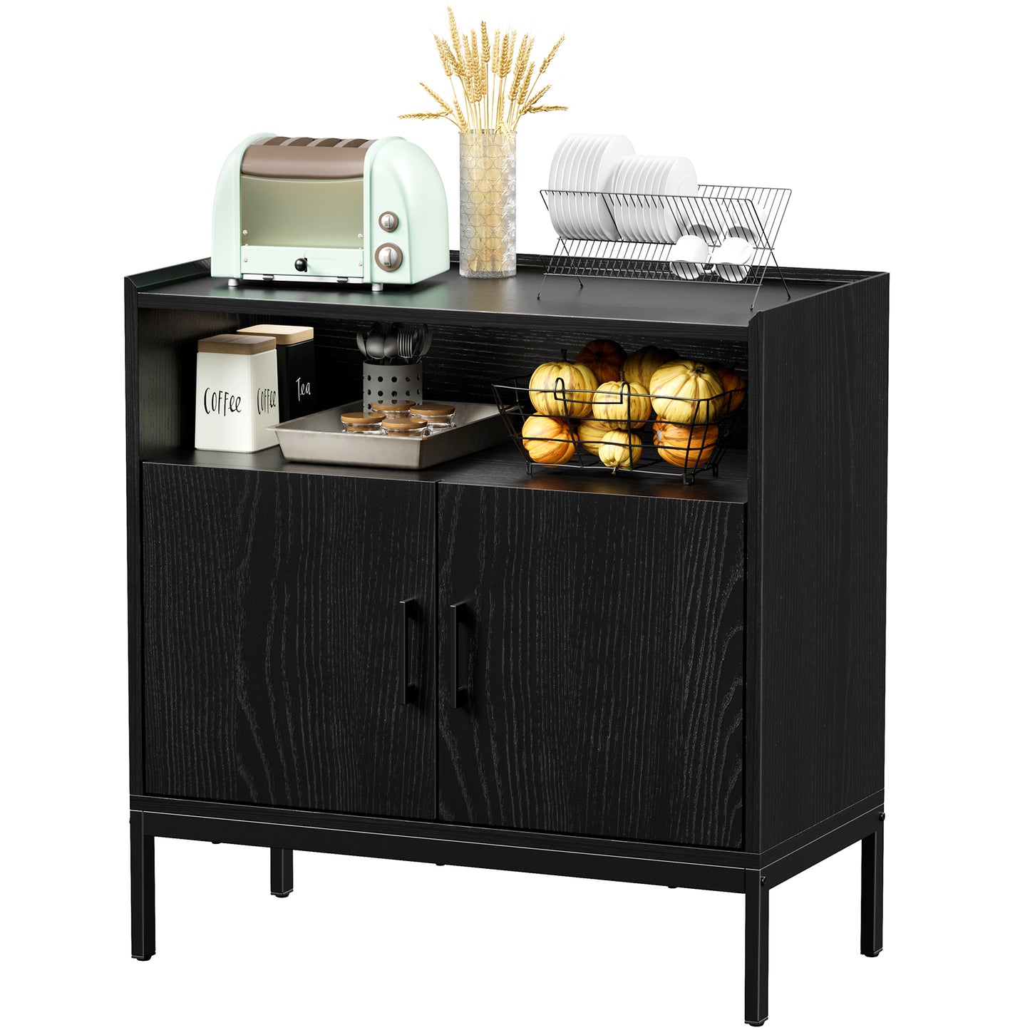 Mr IRONSTONE Modern Black Sideboard with Ample Storage - Perfect for Living Room, Hallway, or Dining Room