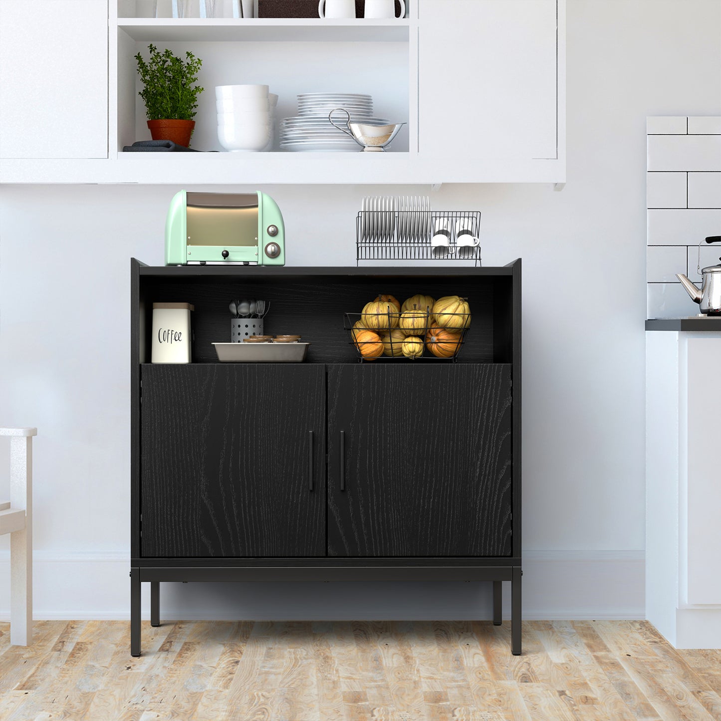 Mr IRONSTONE Modern Black Sideboard with Ample Storage - Perfect for Living Room, Hallway, or Dining Room