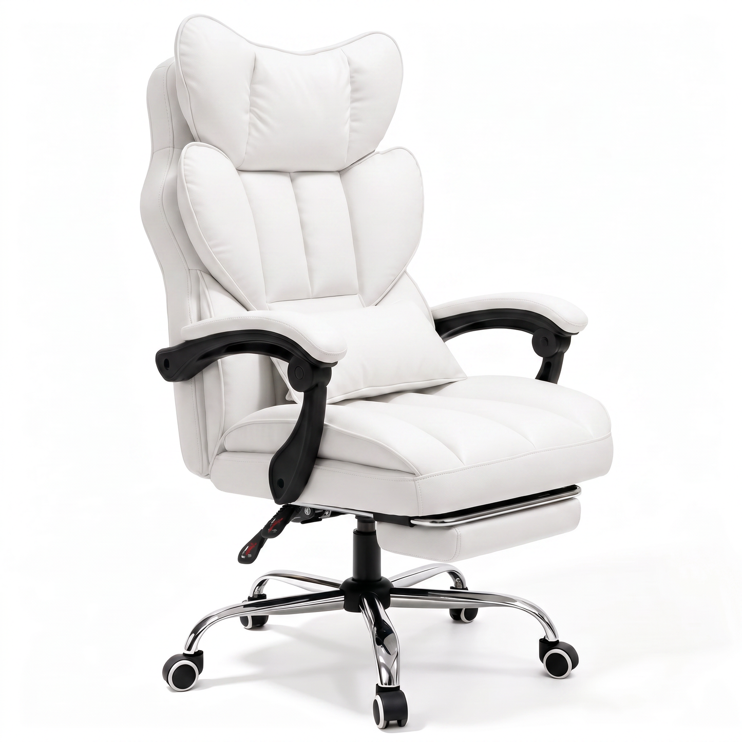 Mr IRONSTONE Modern Office Chair with Pocket Spring Seat, Ergonomic High Back Computer Desk Chair with Linkage Armrests, White