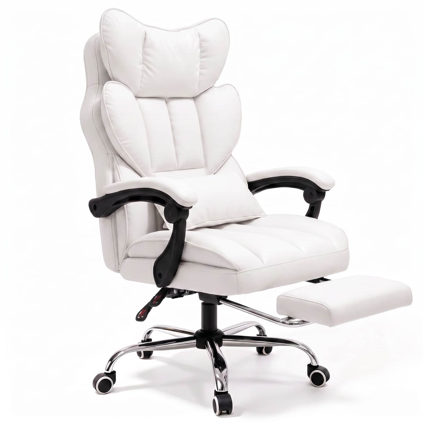 Mr IRONSTONE Modern Office Chair with Pocket Spring Seat, Ergonomic High Back Computer Desk Chair with Linkage Armrests, White