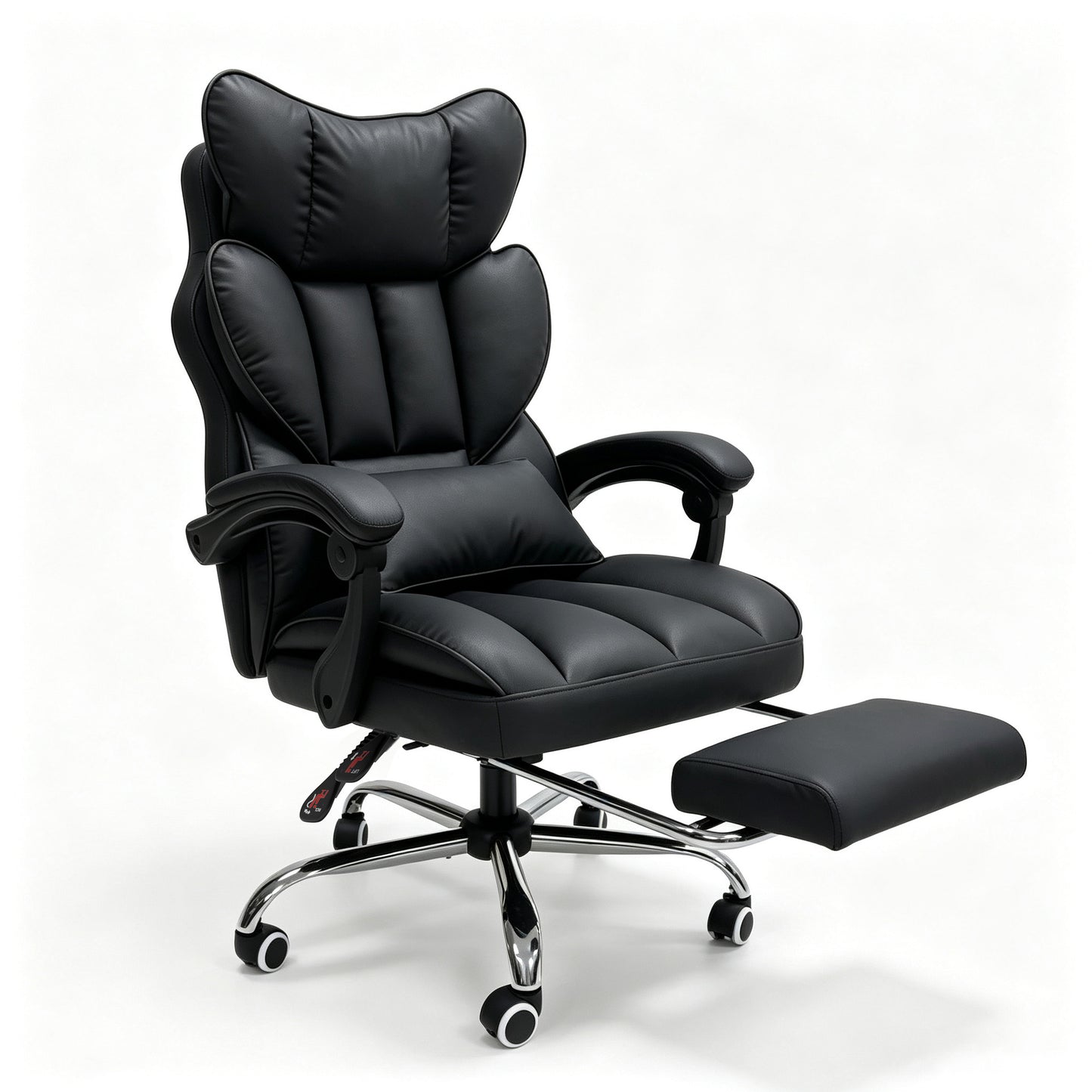Mr IRONSTONE Big and Tall Office Chair with Pocket Springs, Executive PU Leather Computer Desk Chair with Footrest, Black