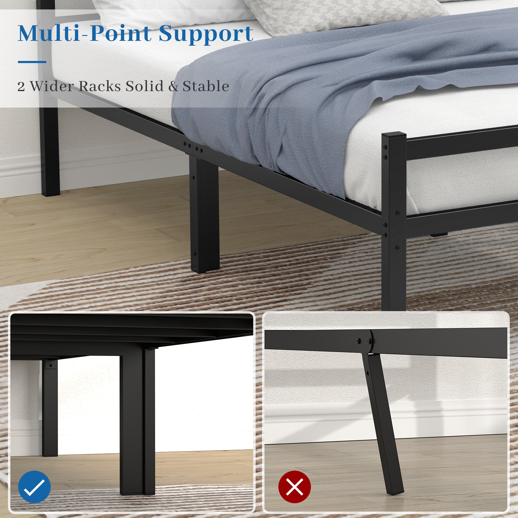 Mr IRONSTONE Full Bed Frame, 14" High Full Size Metal Platform Bed Fra