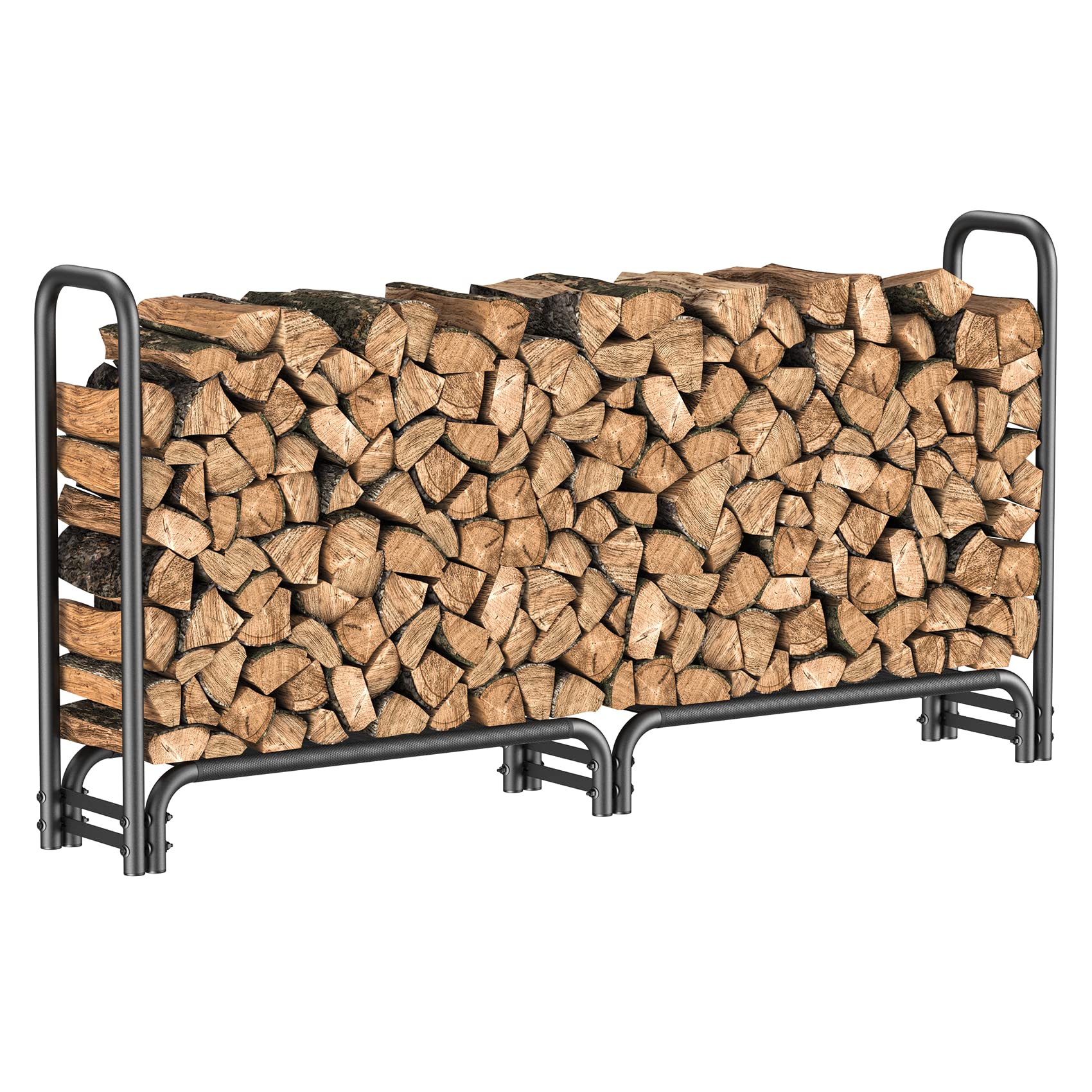 Forestry Rack Mr IRONSTONE 8 ft Firewood Rack, Outdoor Wood Rack with Wood Base to S