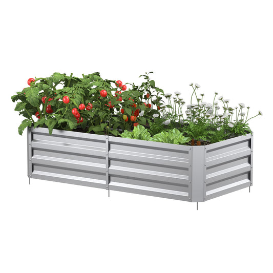 Mr IRONSTONE 3×6×1ft Galvanized Raised Garden Bed Outdoor for Vegetables Flowers Herb, Large Heavy Metal Planter Box Steel Kit with Metal Stake to Fix 2pcs