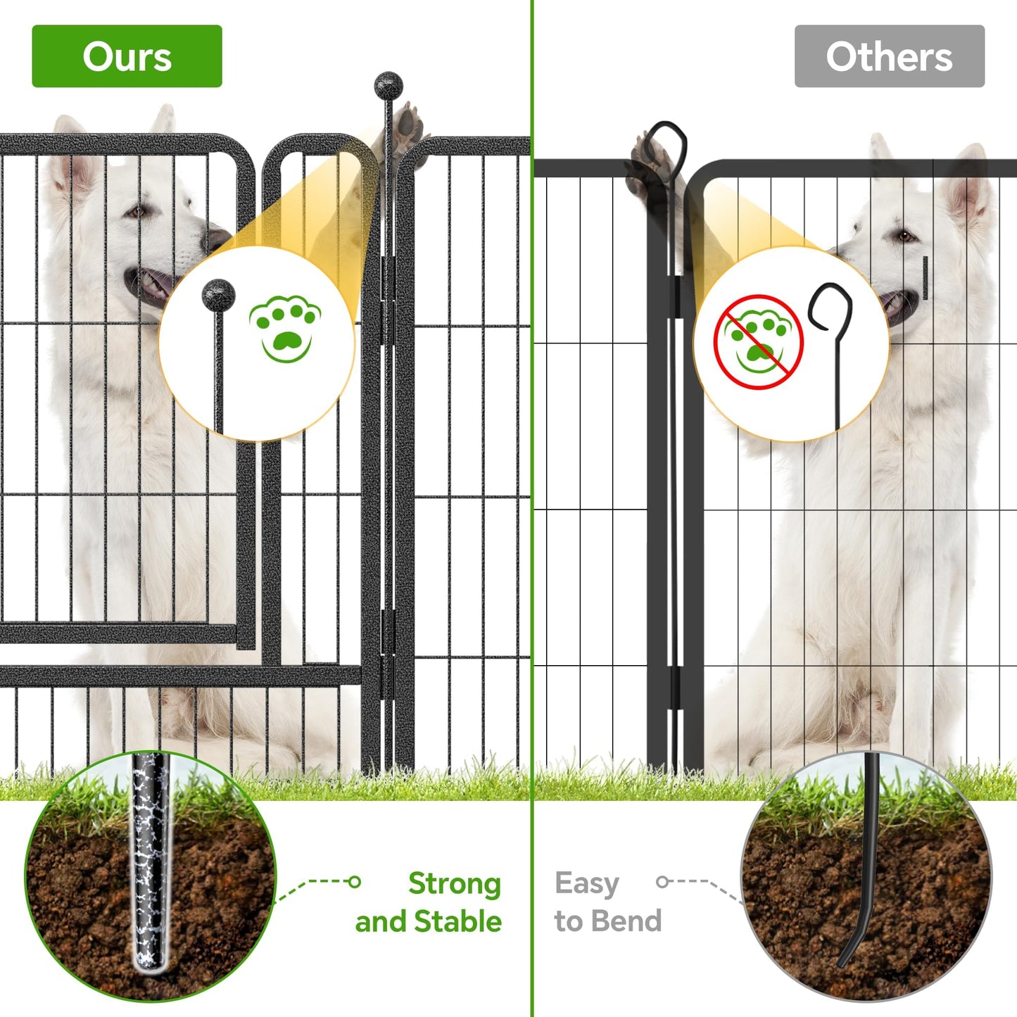 Mr IRONSTONE Dog Playpen with Anti-Rust Coating – 32" Height 16 Panels Portable & Foldable Indoor/Outdoor Pet Fence for Large, Medium, or Small Dogs – Durable Exercise Pen