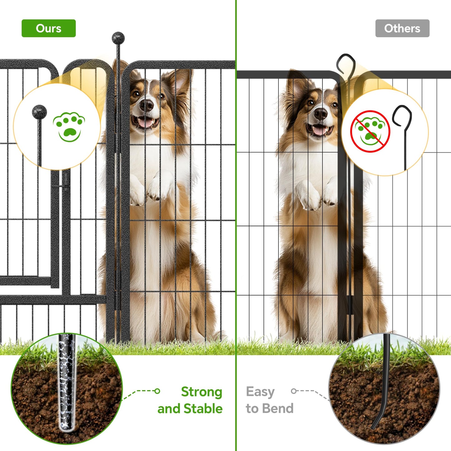 Mr Ironstone 40" Height Dog Playpen with Anti-Rust Coating – 16 Panels Portable & Foldable Indoor/Outdoor Pet Fence for Large, Medium, or Small Dogs – Durable Exercise Pen