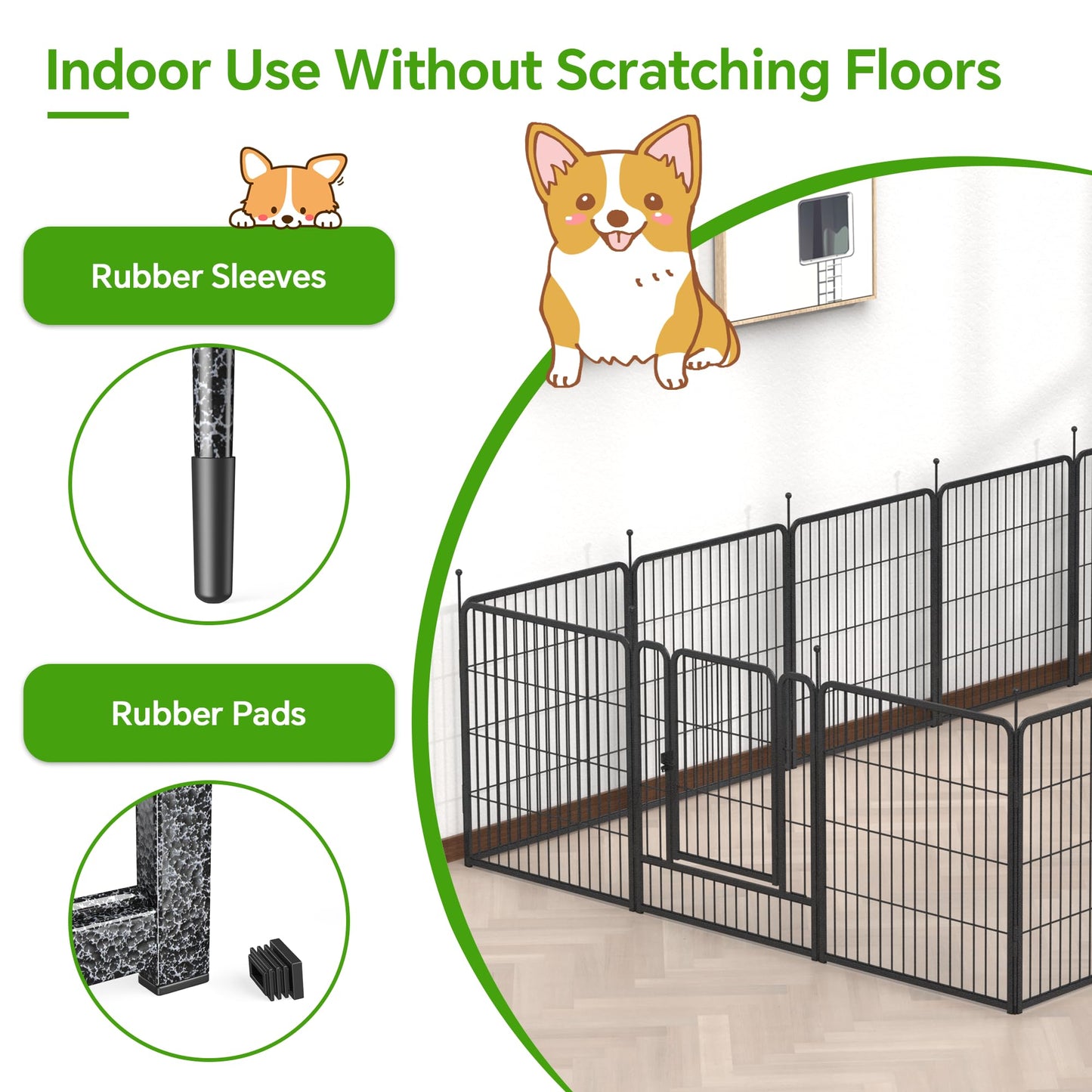 Mr IRONSTONE Dog Playpen with Anti-Rust Coating – 32" Height 16 Panels Portable & Foldable Indoor/Outdoor Pet Fence for Large, Medium, or Small Dogs – Durable Exercise Pen