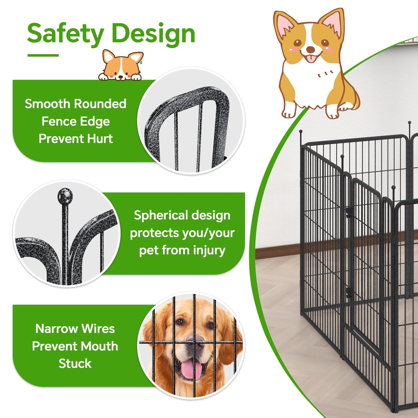 Mr Ironstone 40" Height Dog Playpen with Anti-Rust Coating – 16 Panels Portable & Foldable Indoor/Outdoor Pet Fence for Large, Medium, or Small Dogs – Durable Exercise Pen