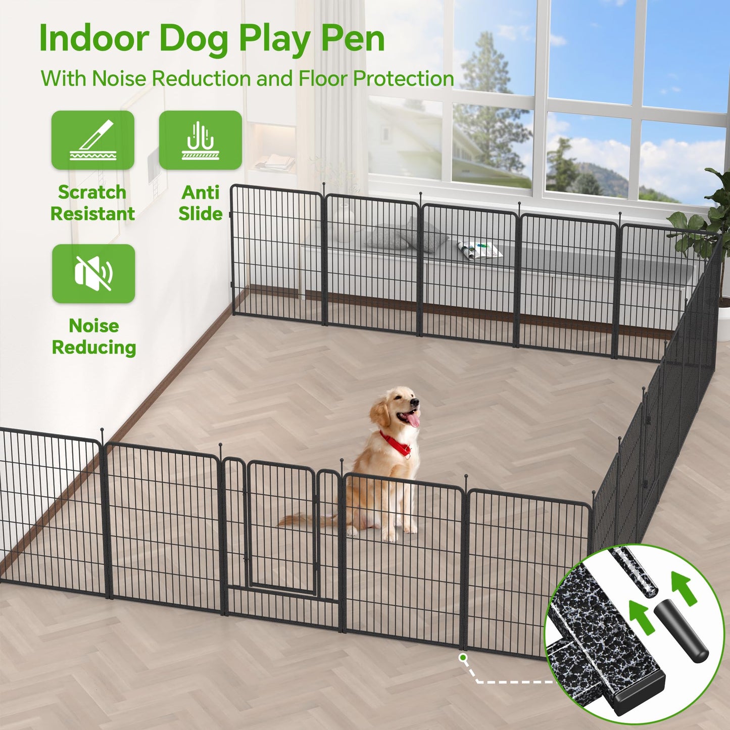 Mr Ironstone 40" Height Dog Playpen with Anti-Rust Coating – 16 Panels Portable & Foldable Indoor/Outdoor Pet Fence for Large, Medium, or Small Dogs – Durable Exercise Pen